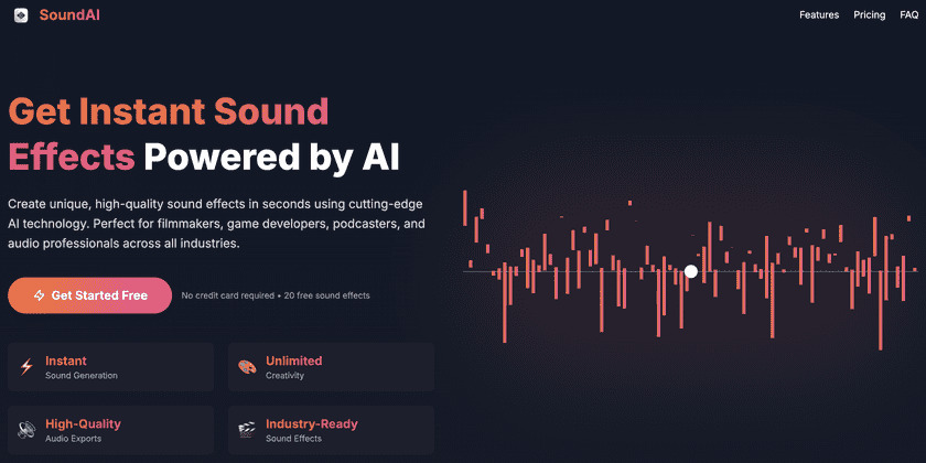 SoundAI Studio Landing Page