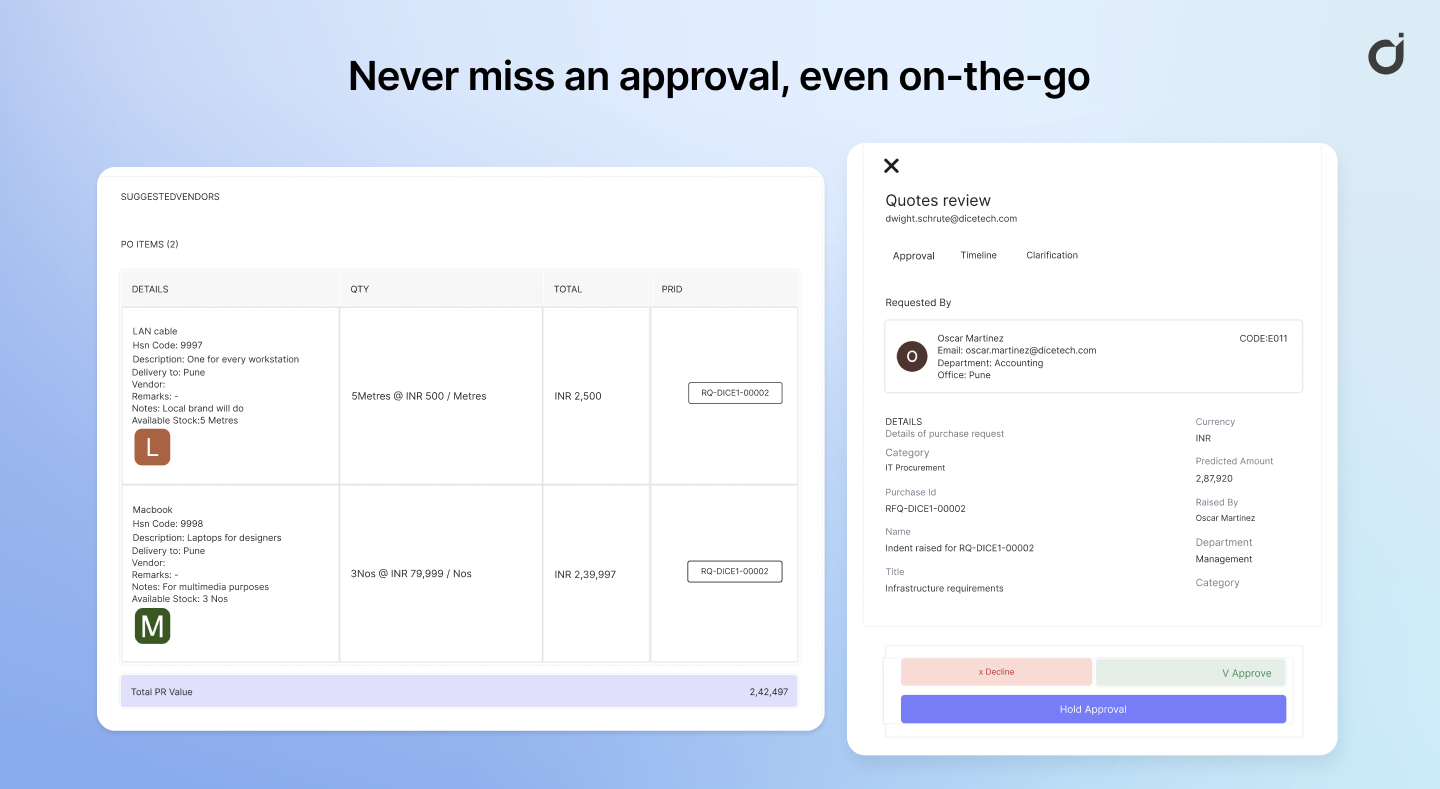 Dice.tech Approval automation