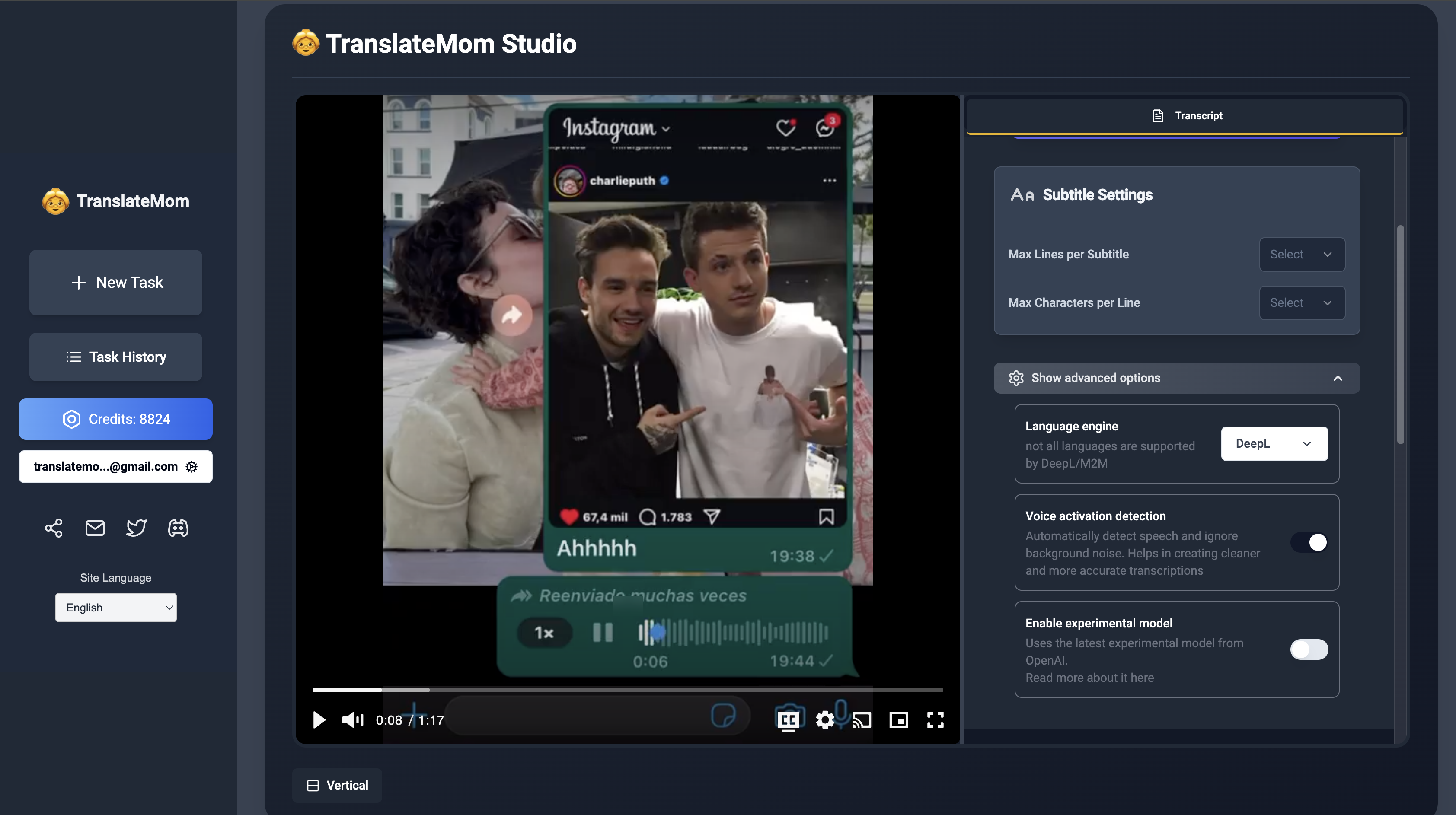 TranslateMom Advanced settings
