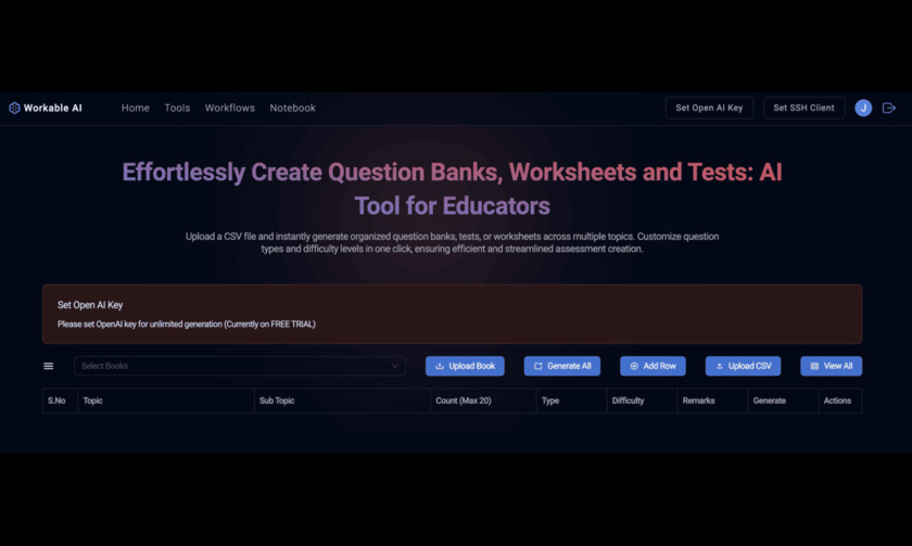 Workable AI Workbook Generation