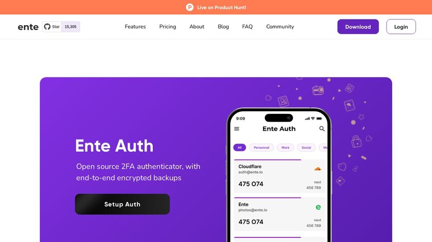 Ente Auth Landing Page