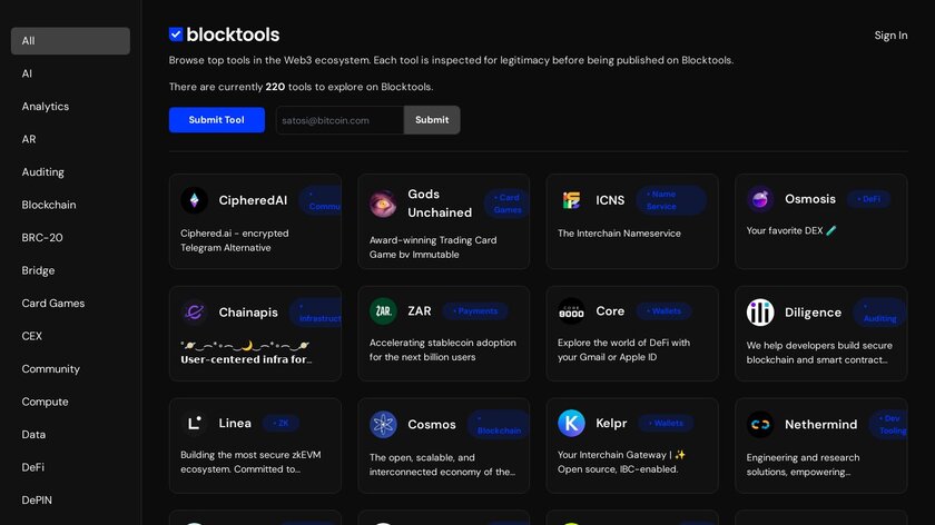 Blocktools Landing Page