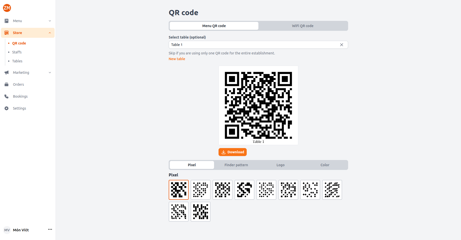 ZodMenu zodmenu QR code generator
