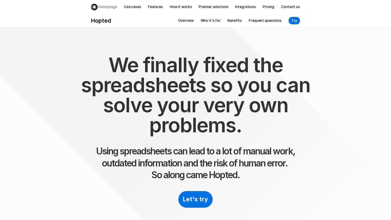 Hopted Landing page