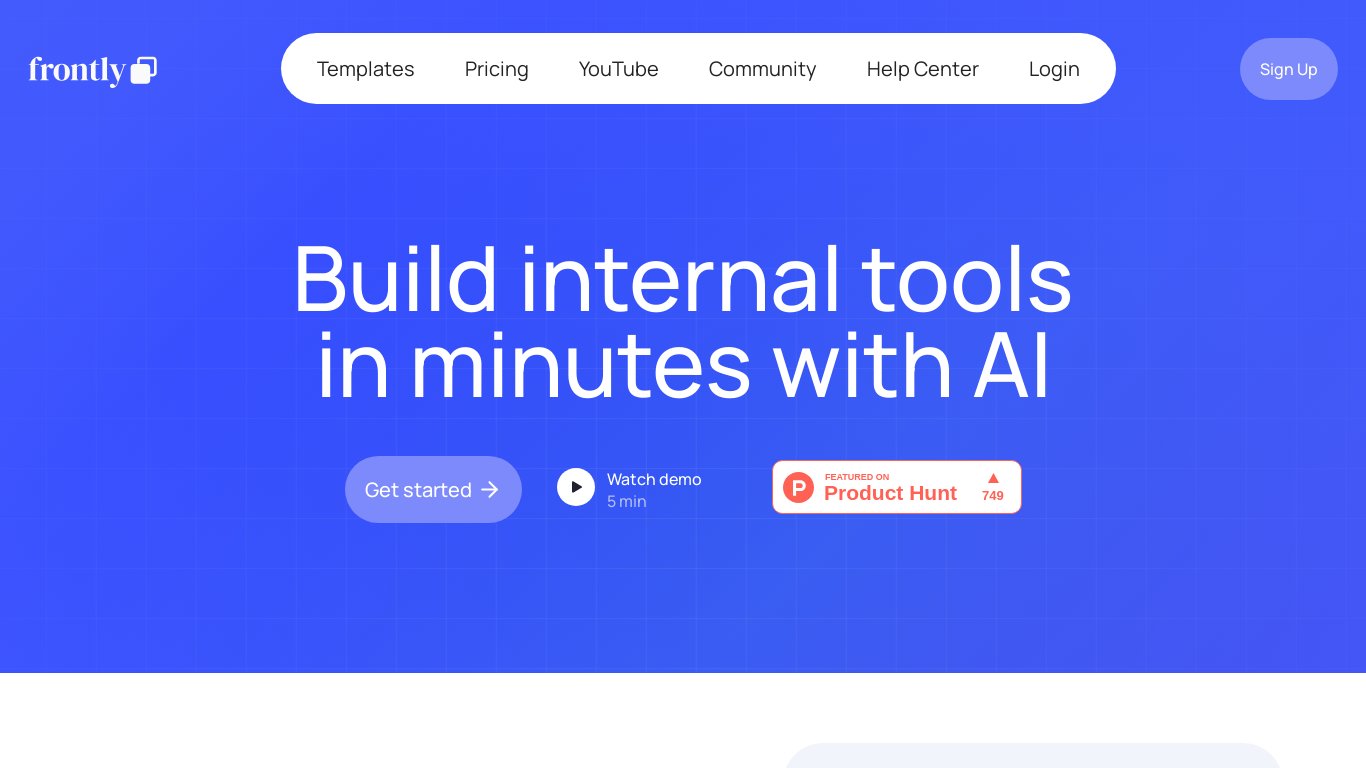 Frontly Landing page
