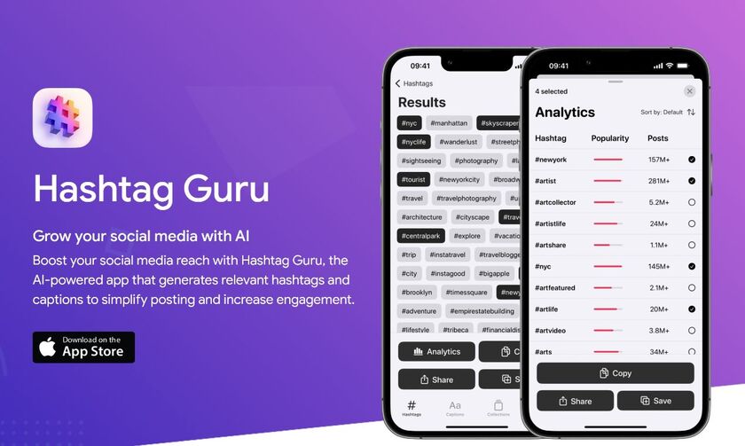 Hashtag Guru App Landing Page