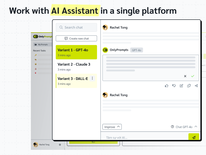 OnlyPrompts.net Work with AI Assistant in a single platform
