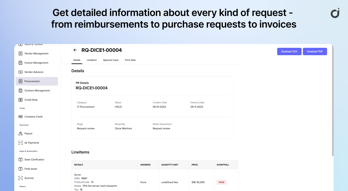 Dice.tech Seamless request-to-receipt journey