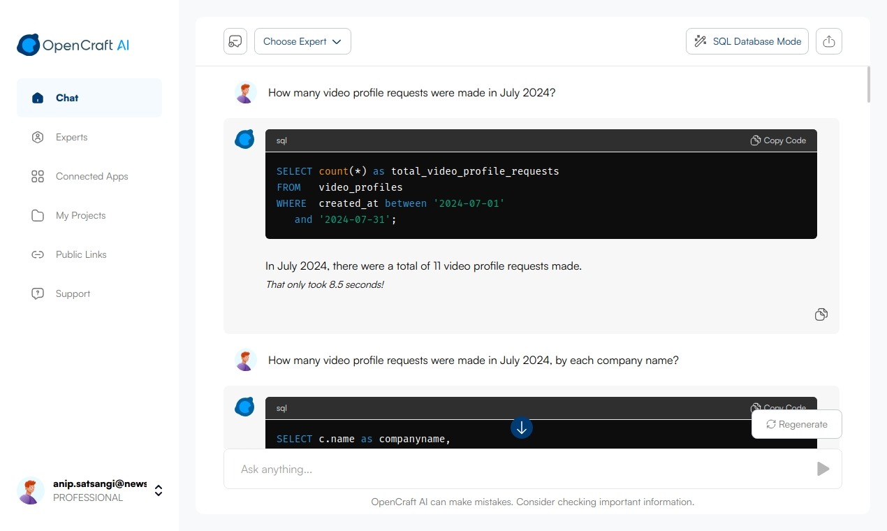 OpenCraft AI Ask your SQL Database