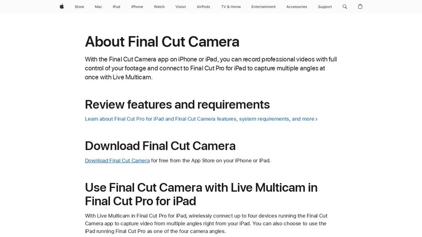 Final Cut Camera Landing Page