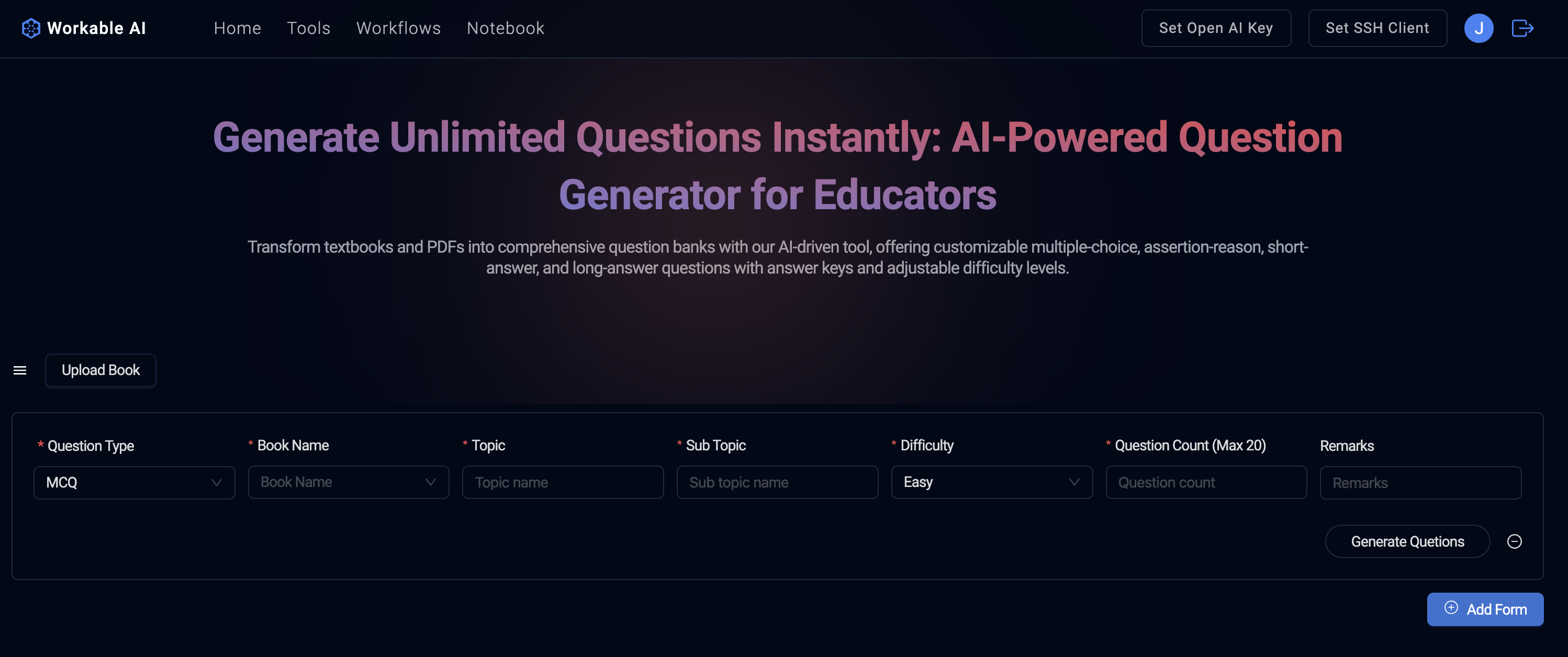 Workable AI Question Generation