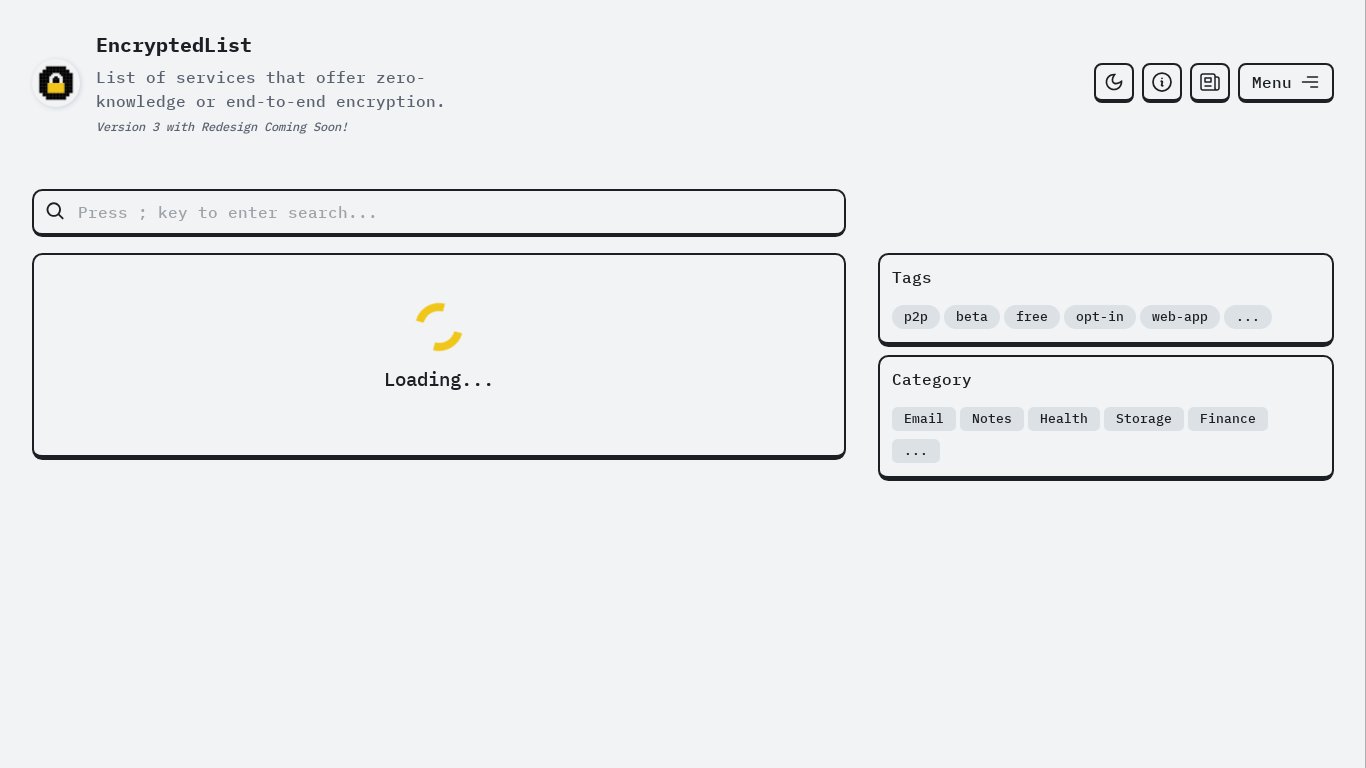 EncryptedList Landing page