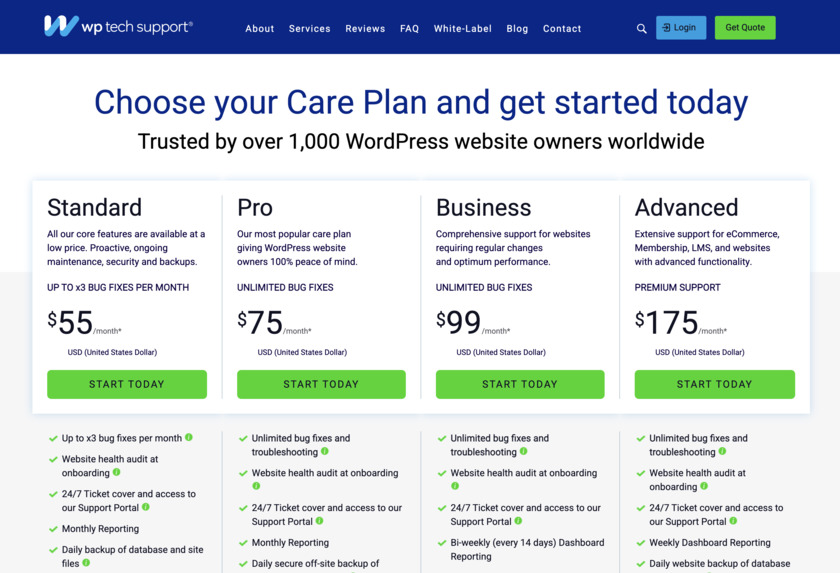 WP Tech Support Landing Page