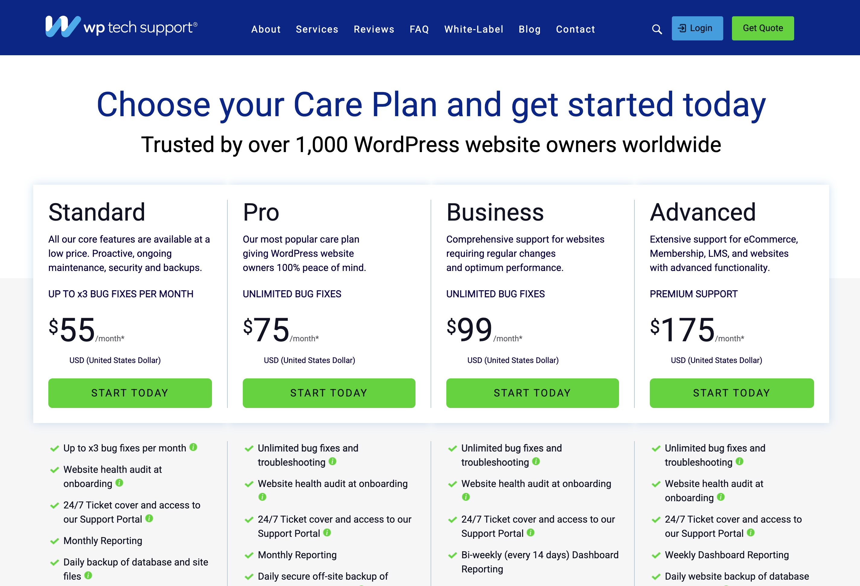 WP Tech Support WordPress Care Plans