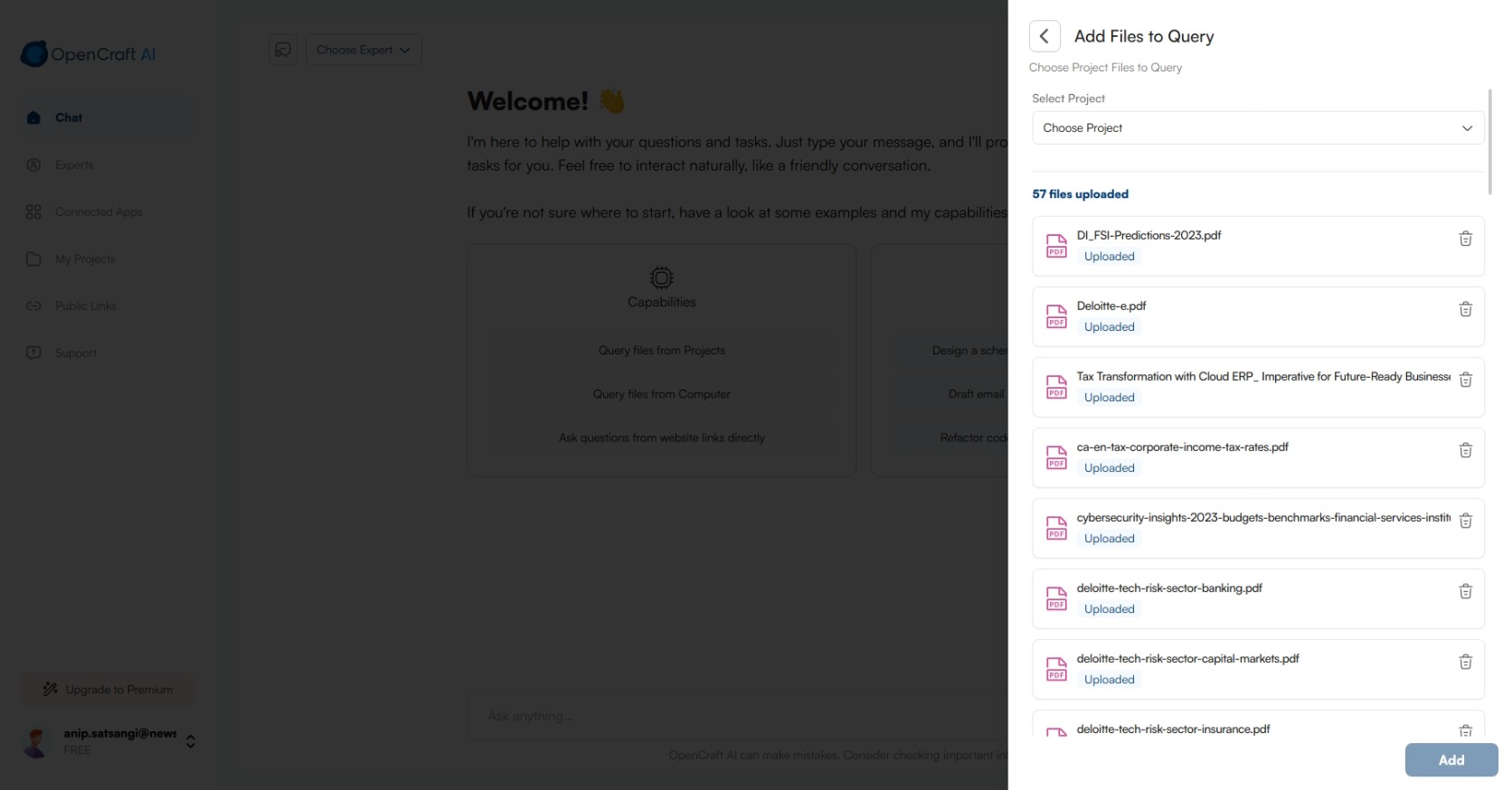 OpenCraft AI Upload Files to Chat with