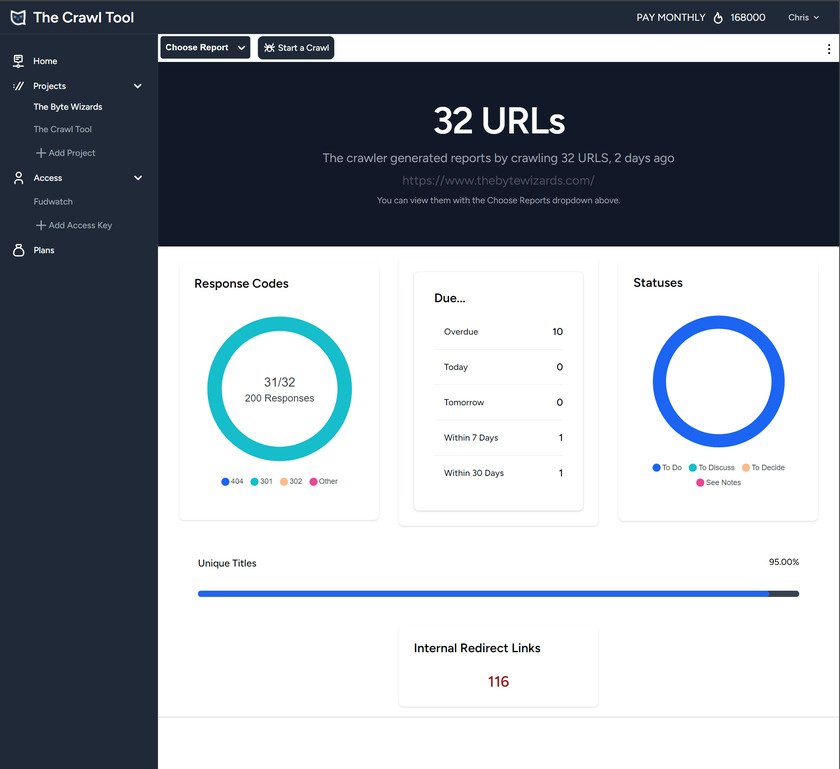 The Crawl Tool Example Screenshot