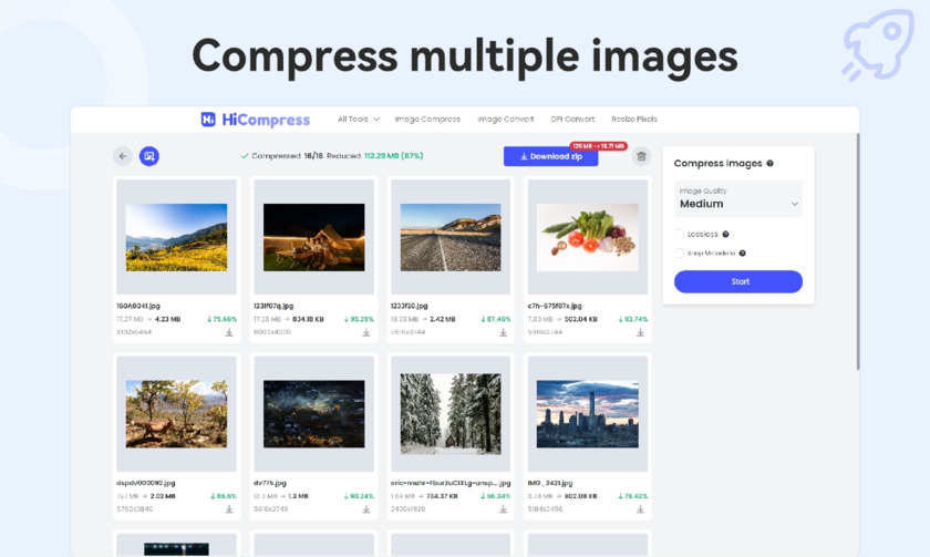 HiCompress Landing Page
