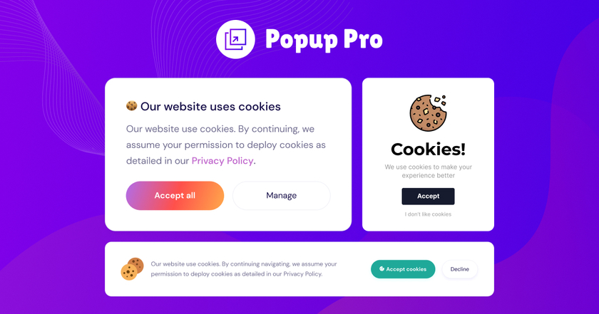 Popup Pro Cookie Consent Popup