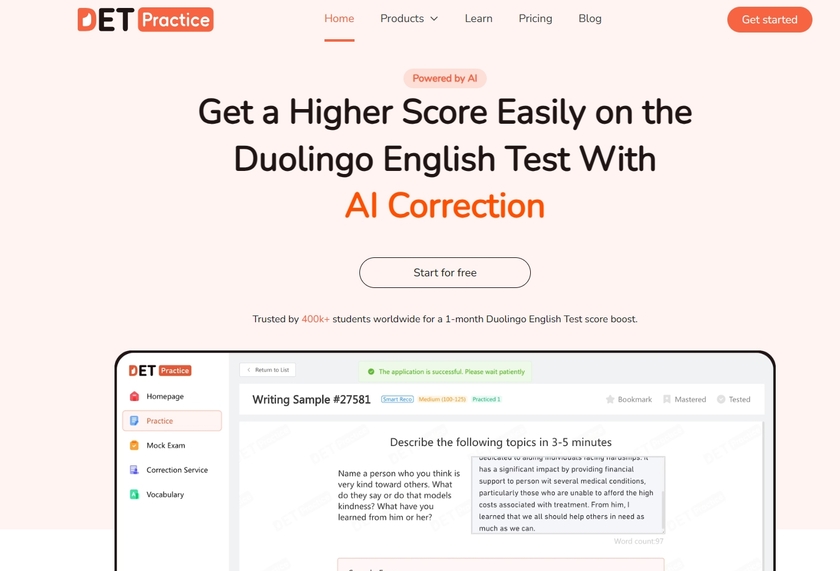 DETPractice Landing Page