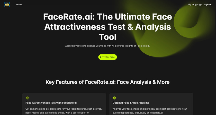 FaceRate.ai Landing Page