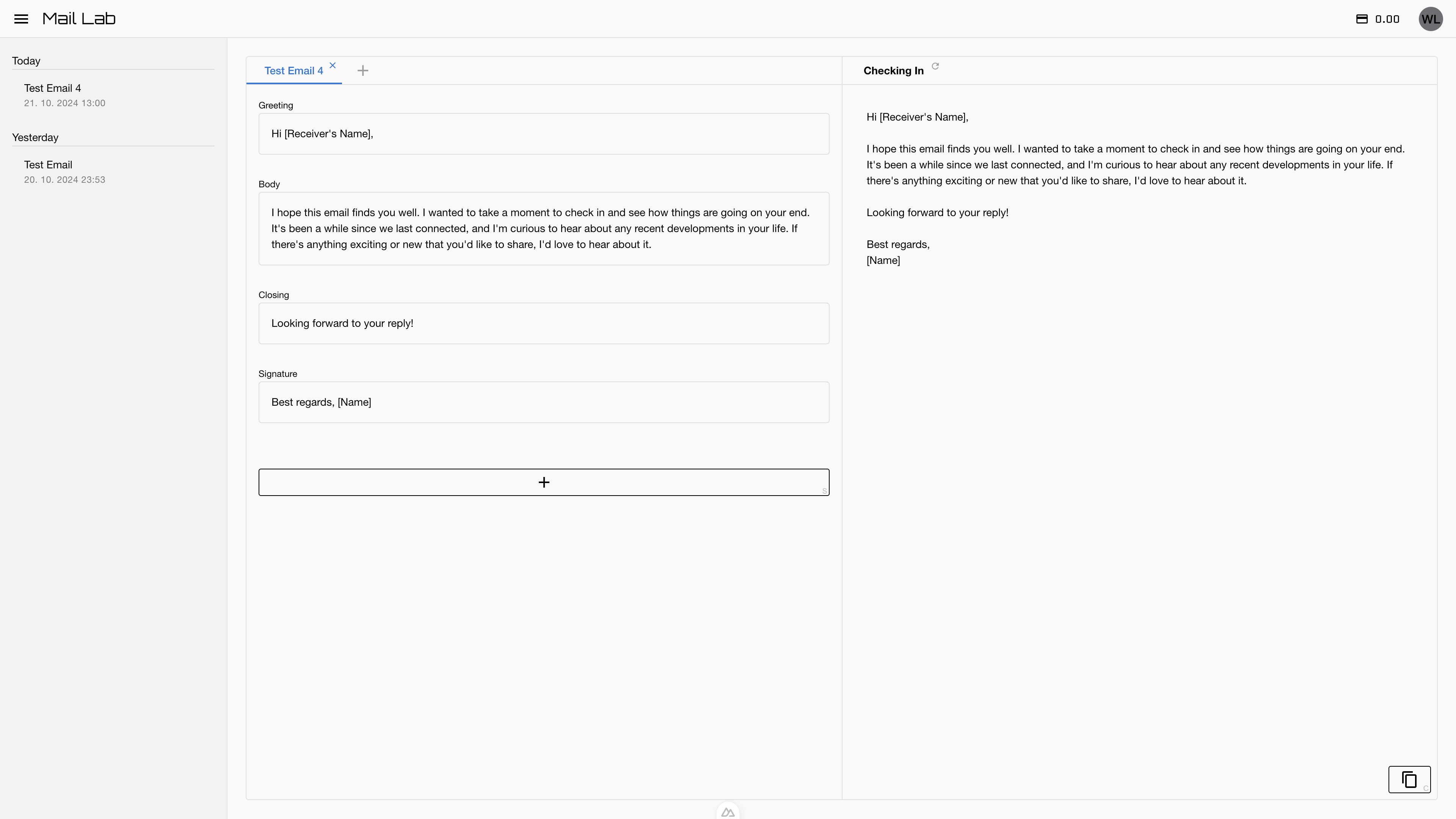 Mail Lab AI Editor