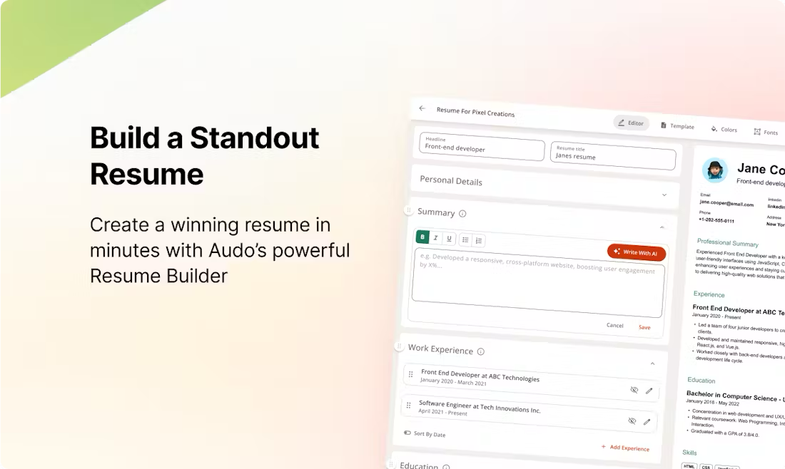 Audo Build a Standout Resume