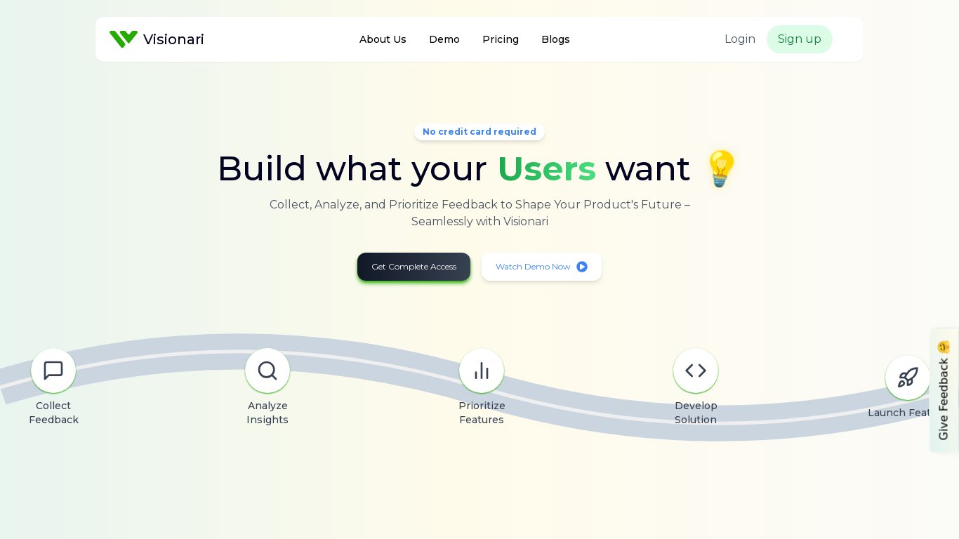 Visionari Landing page
