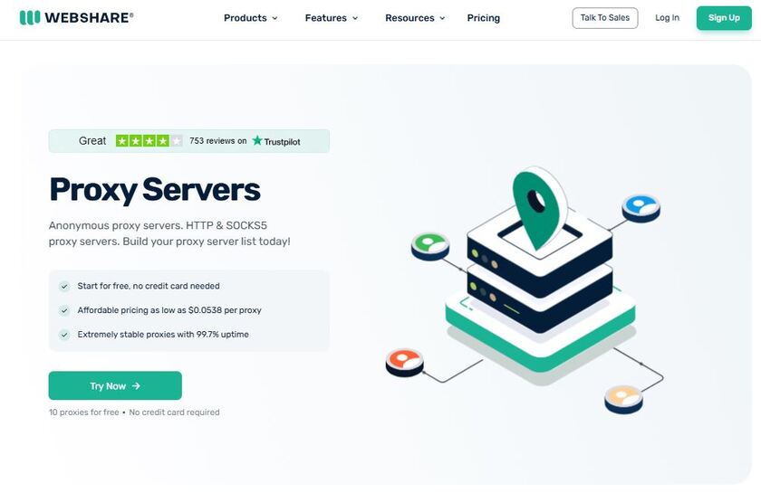 Webshare Landing Page