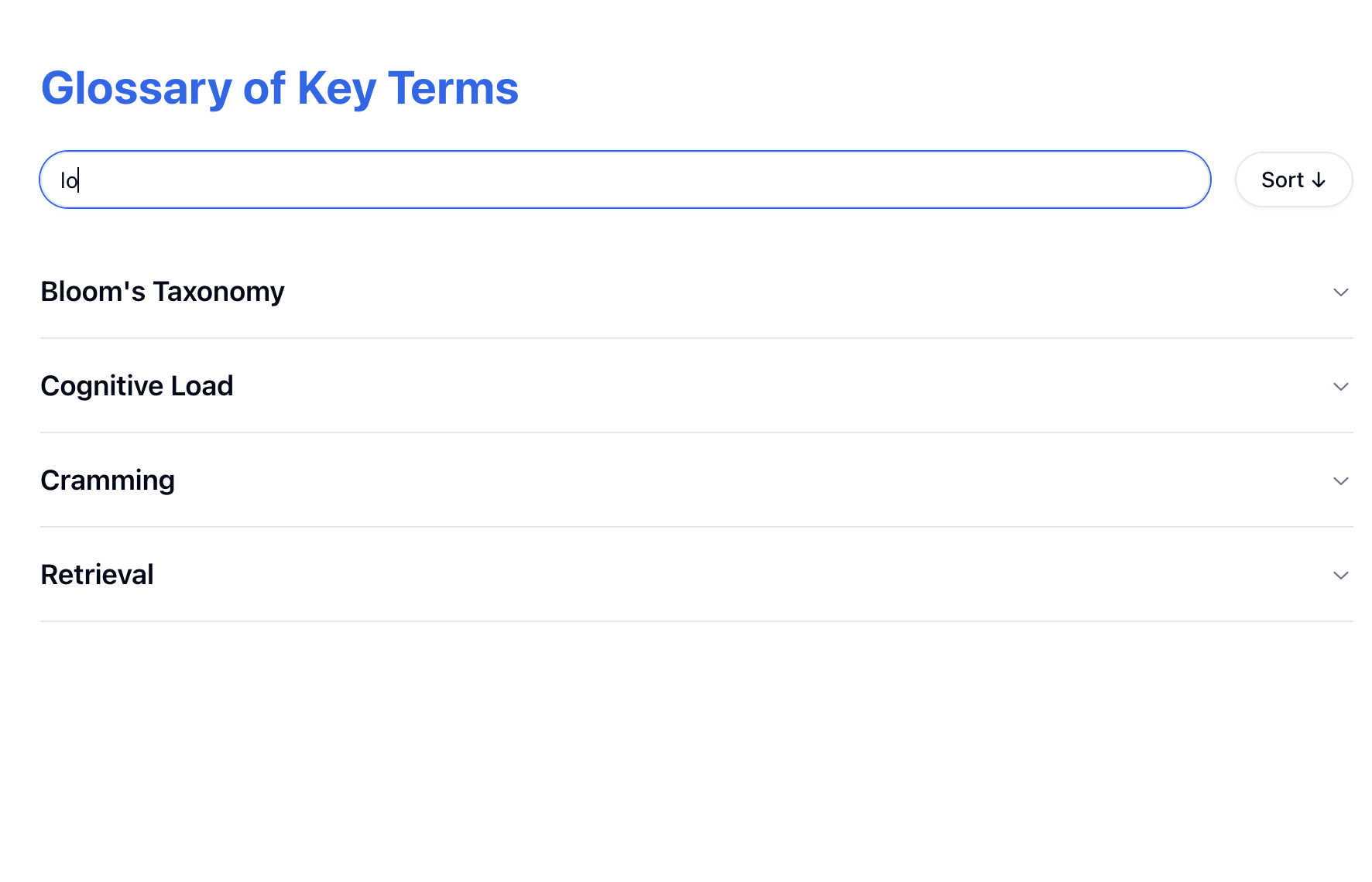 Study Guide Maker key terms and their definations 