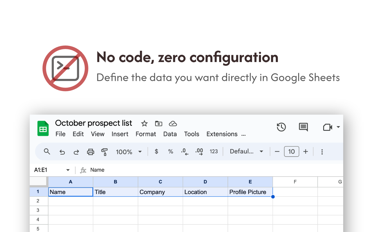 extracto.bot Define the data you want directly in Google Sheets.