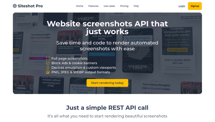 Siteshot Pro landing page