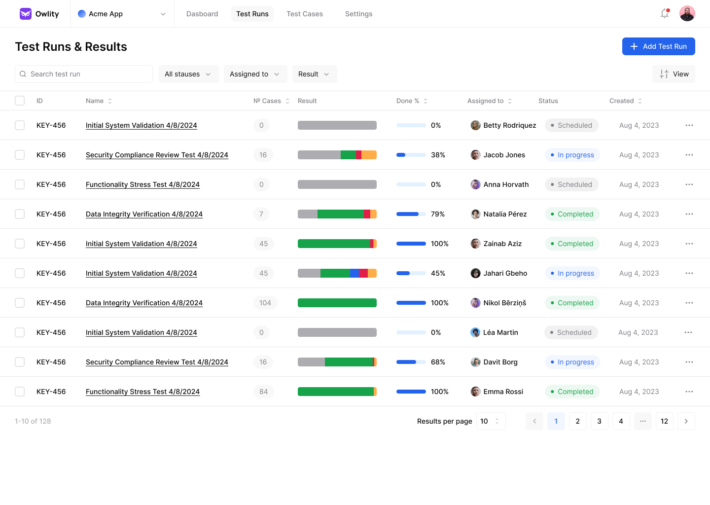 Owlity.ai Test runs 