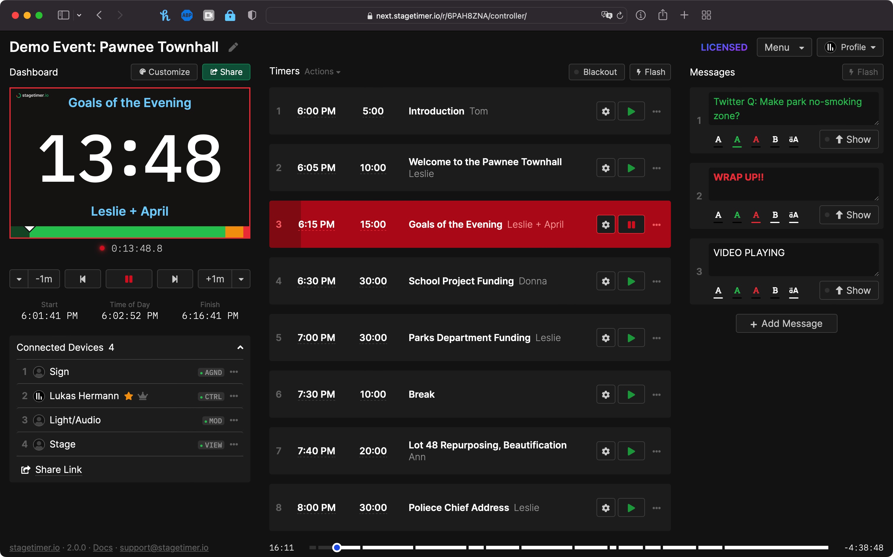 stagetimer.io Controller page