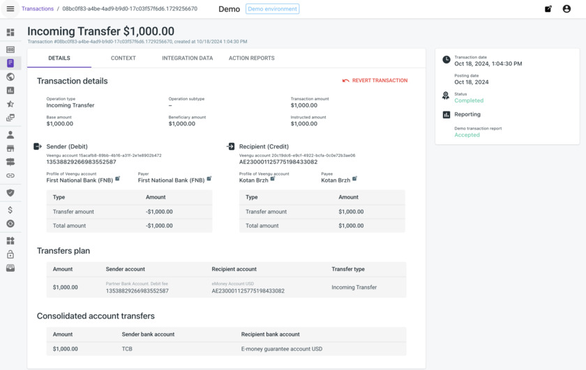 Veengu Transactions View