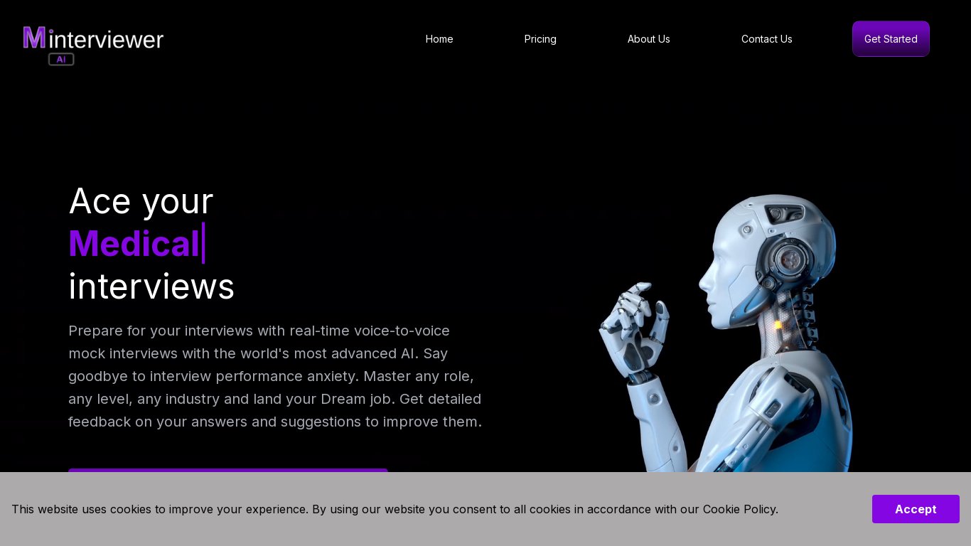 Mock Interviewer AI Landing page