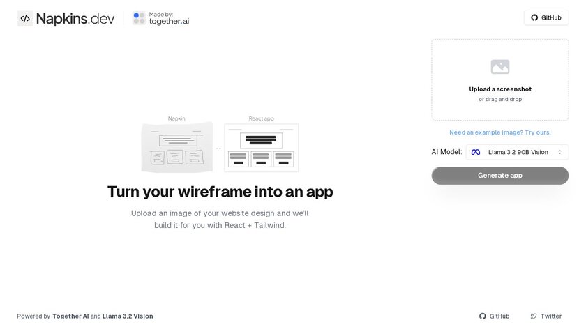 Napkins.dev Landing Page