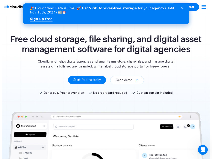 Cloudbrand.io Landing page