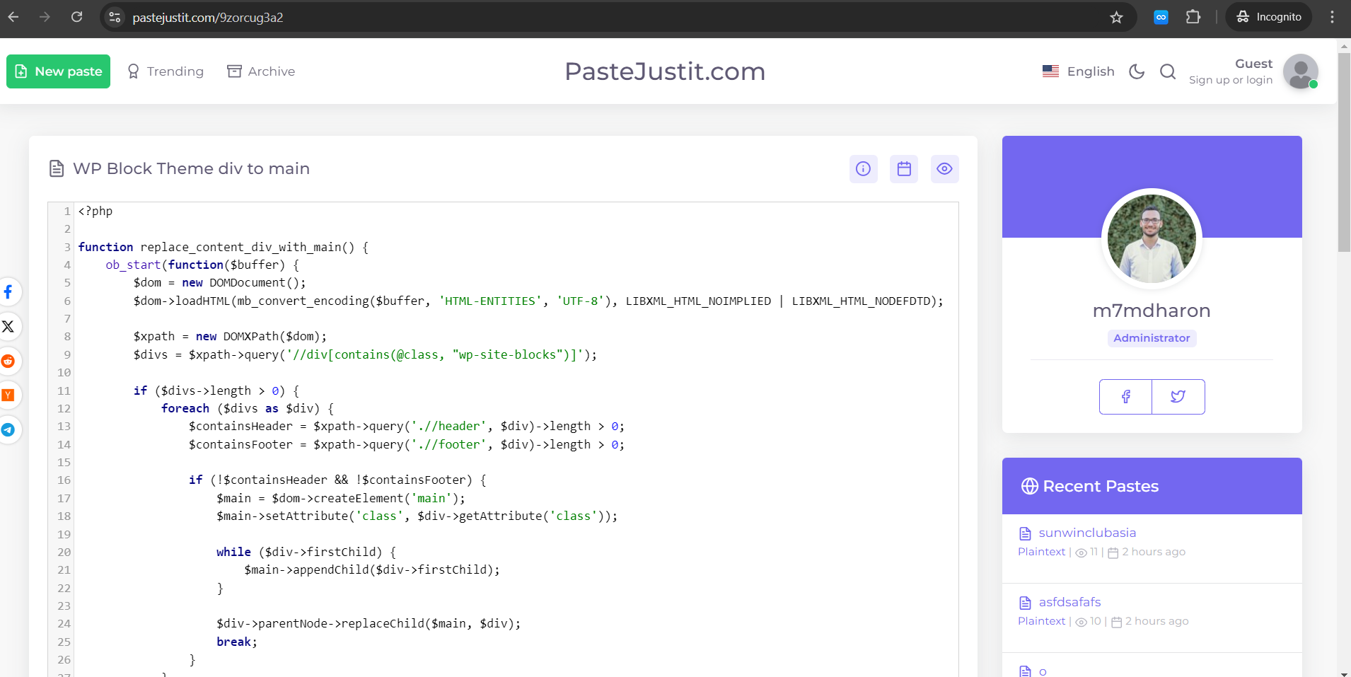 PasteJustit.com Paste Example