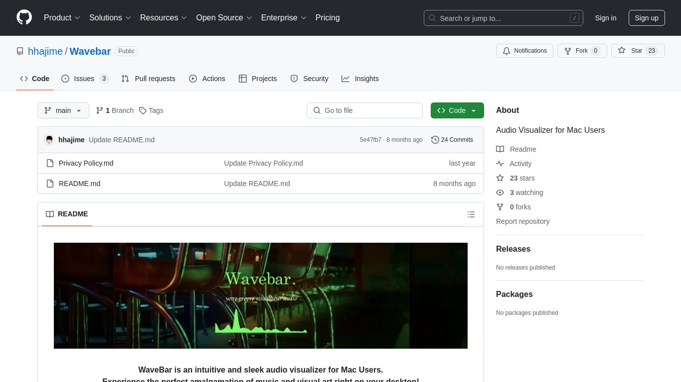 WaveBar Landing page