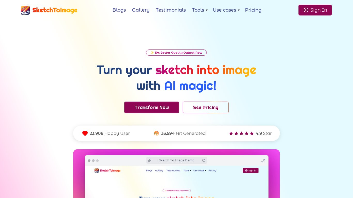 Sketch To Image Landing page