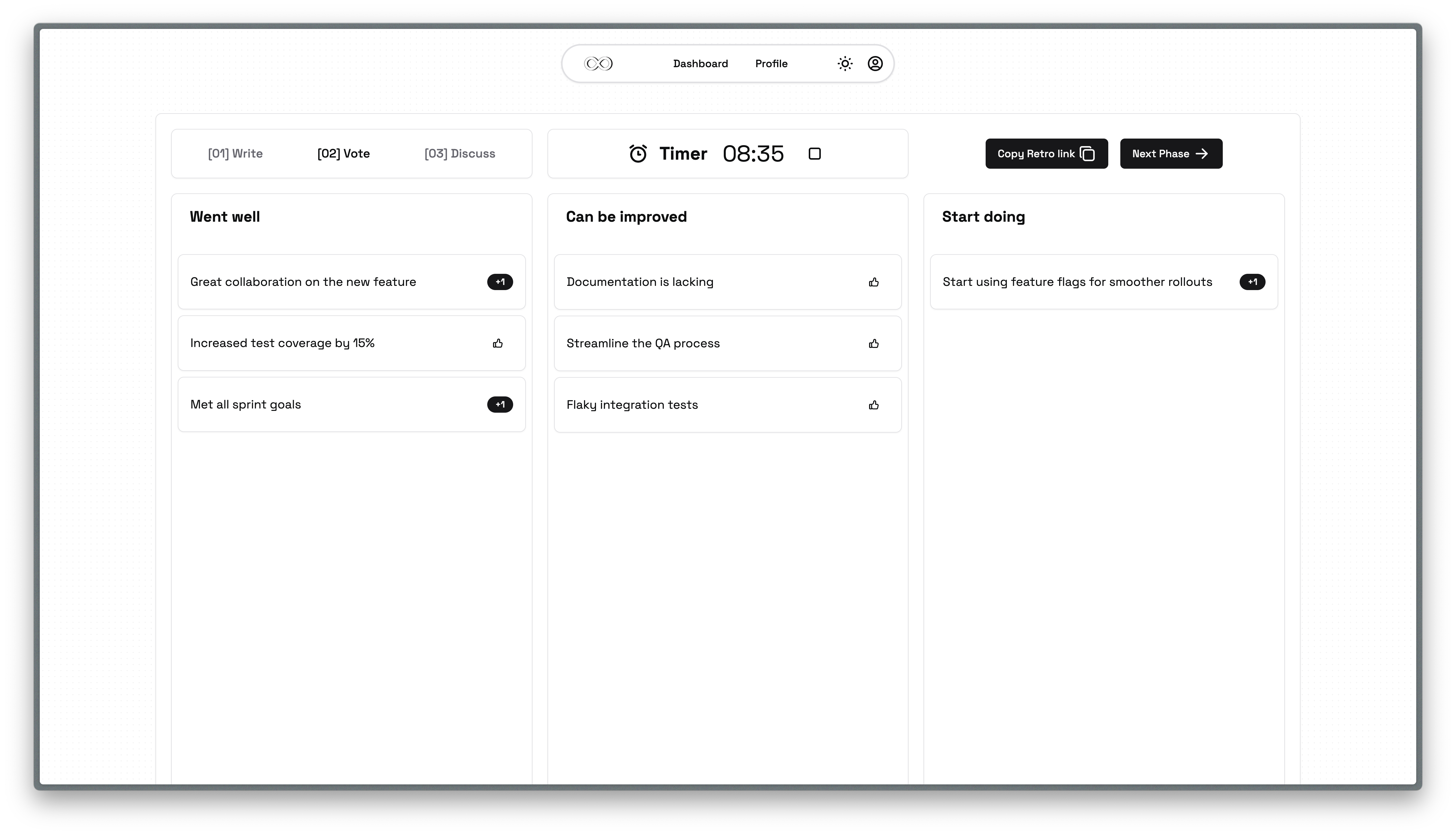 Retroloop.io Feedback session - Voting phase