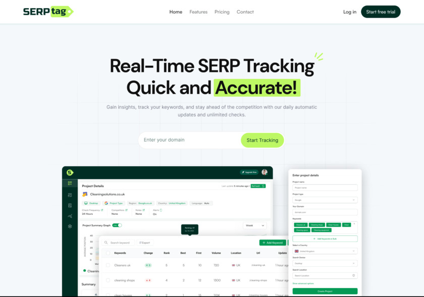 SERPtag Landing Page