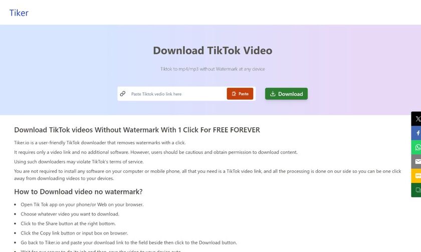 Tiker.io Landing Page