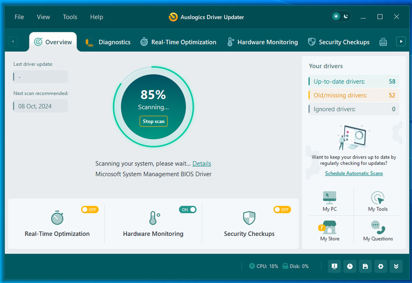 Auslogics Driver Updater Landing Page