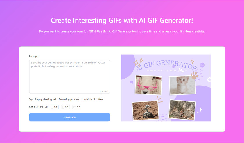 AIGIFGenerator.io Landing Page
