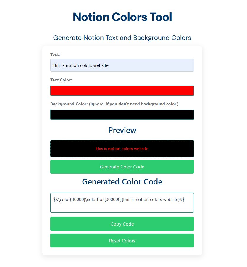 Notion Colors Notion Colors Tool Looks Like this