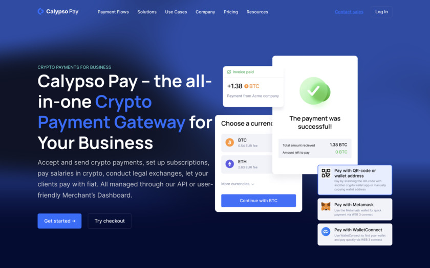 Calypso Pay Website home page