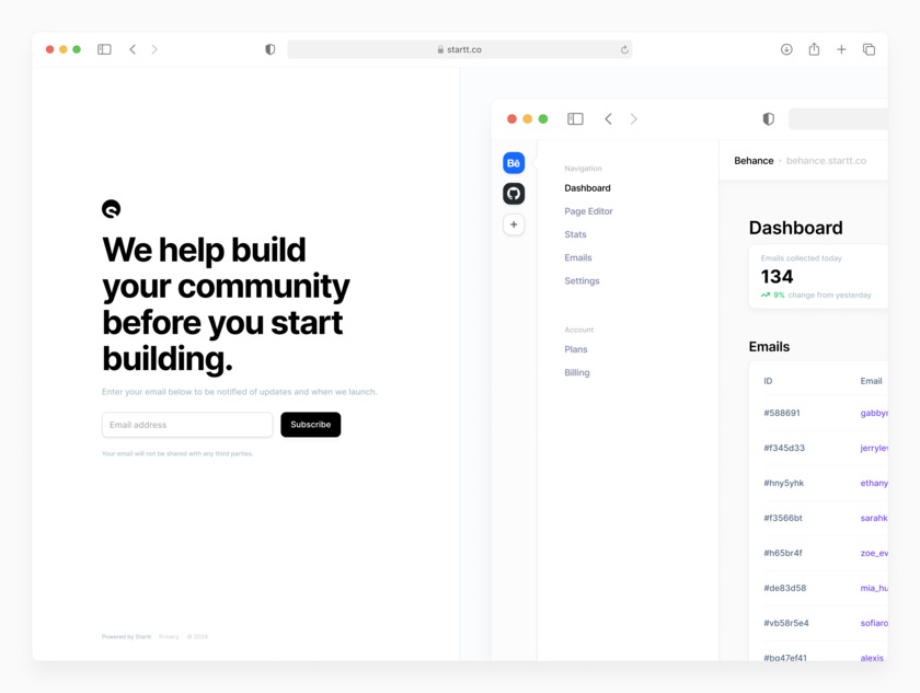 Startt.co Landing Page