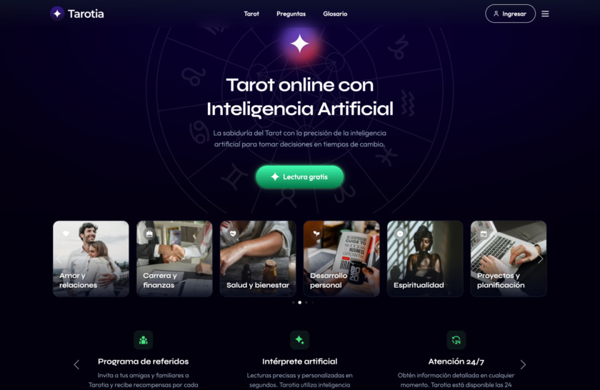 Tarotia App Landing Page