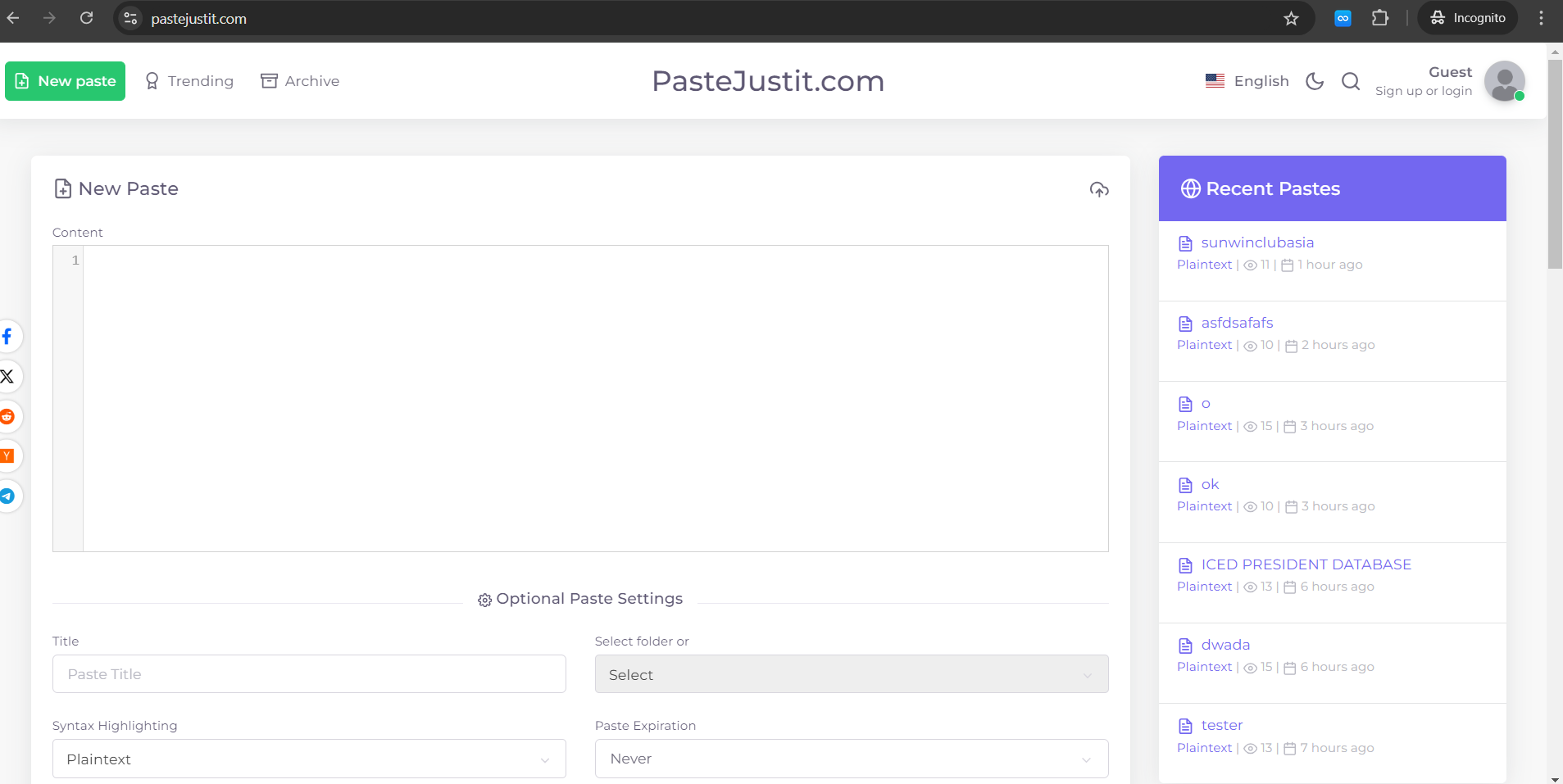 PasteJustit.com Home